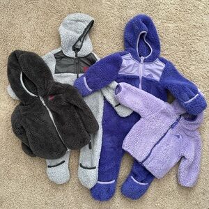 EUC Snozu Onepiece Purple and Grey Snowsuit + Jacket 12m